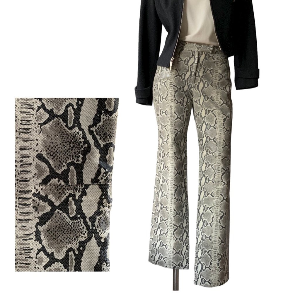 Rare BCBG MaxAzria snakeskin medium high waisted leather / suede pants - size 6